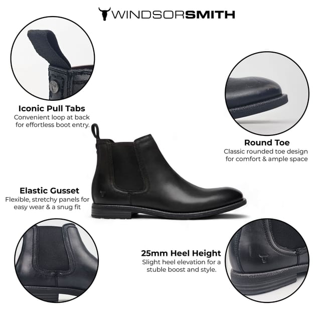 Windsor Smith Windsor Smith Men's Leather Chelsea Ankle Boots - Sergio in Black - 2