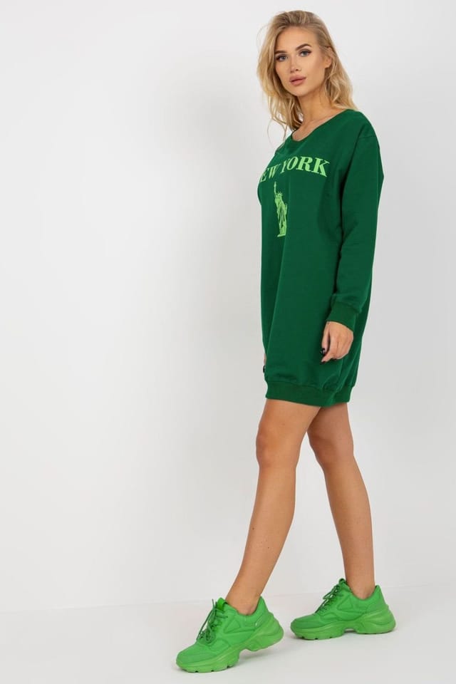 Love Lace Love Lace Women's Oversize Casual Cotton Blend Front Print Sweatshirt in Green - 3