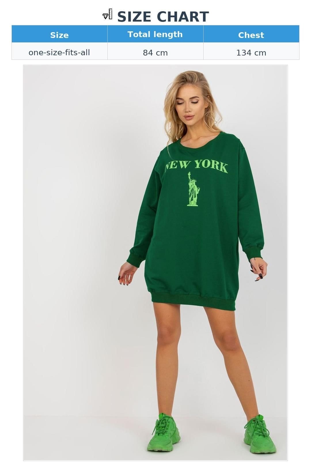 Love Lace Love Lace Women's Oversize Casual Cotton Blend Front Print Sweatshirt in Green - 4
