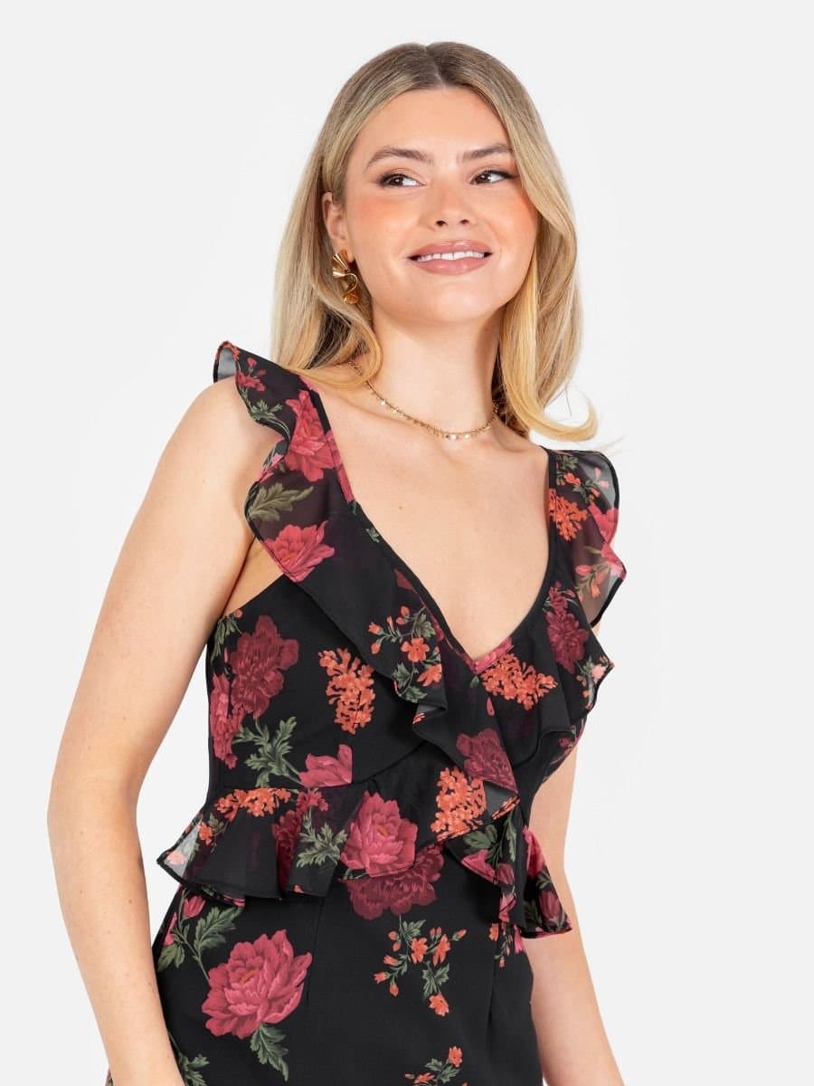 Anaya with Love Anaya with Love Women's Floral Strappy Maxi Dress in Black