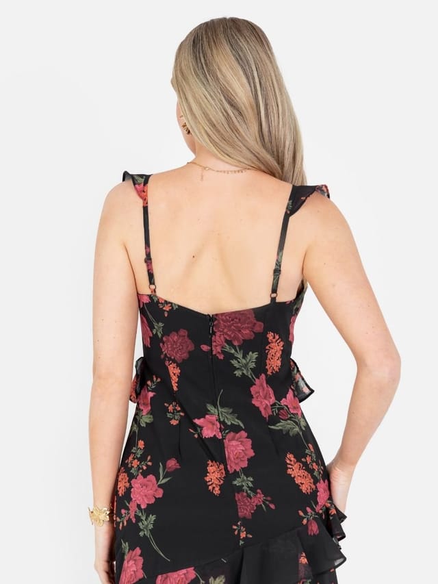 Anaya with Love Anaya with Love Women's Floral Strappy Maxi Dress in Black - 3