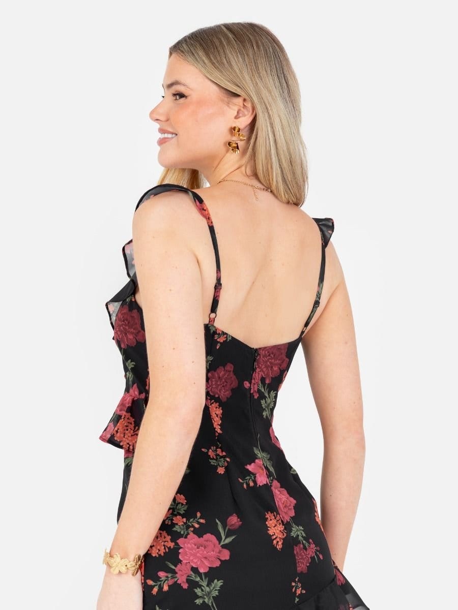 Anaya with Love Anaya with Love Women's Floral Strappy Maxi Dress in Black - 4