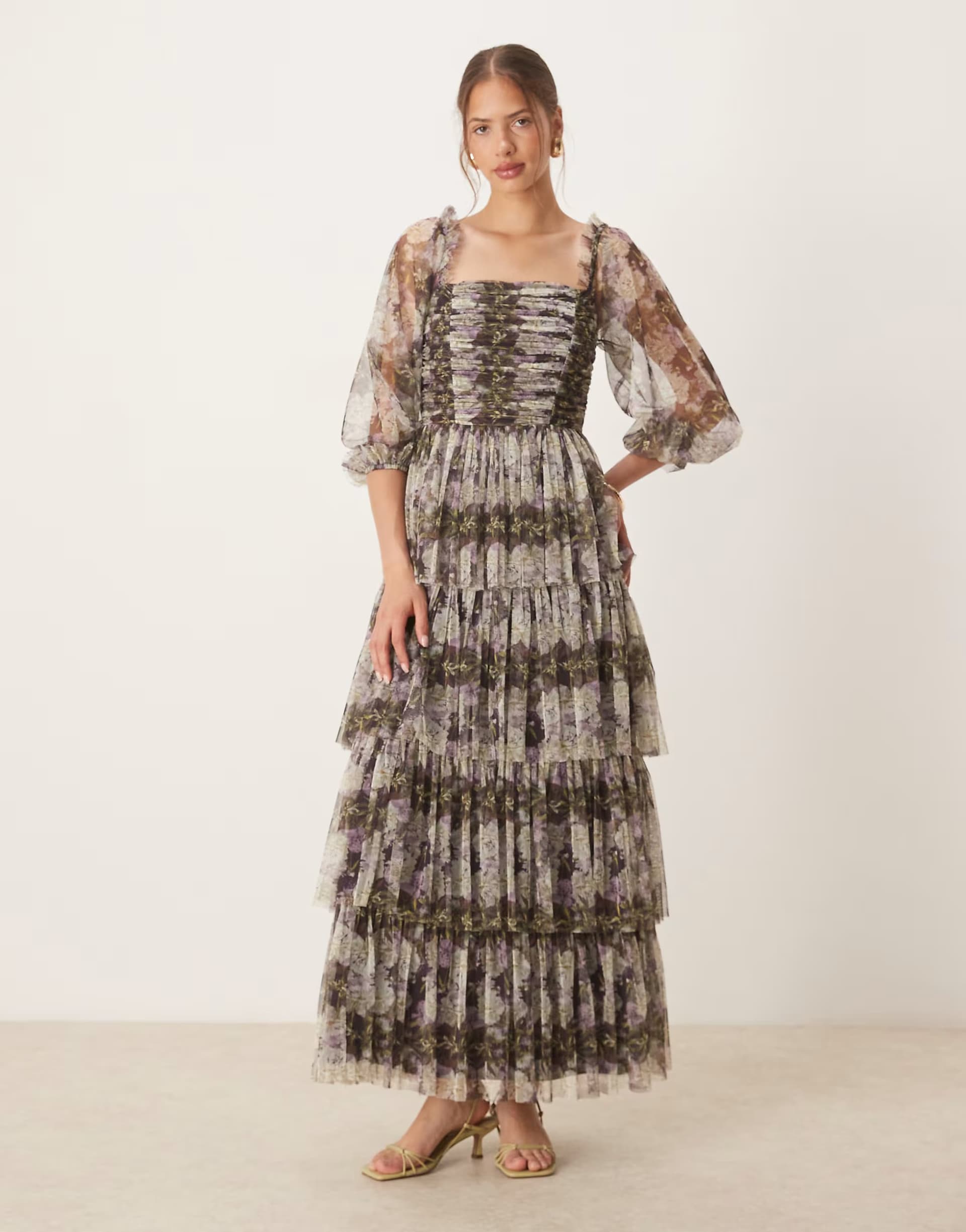 ASOS Anaya Long sleeve bardot maxi dress in lilac