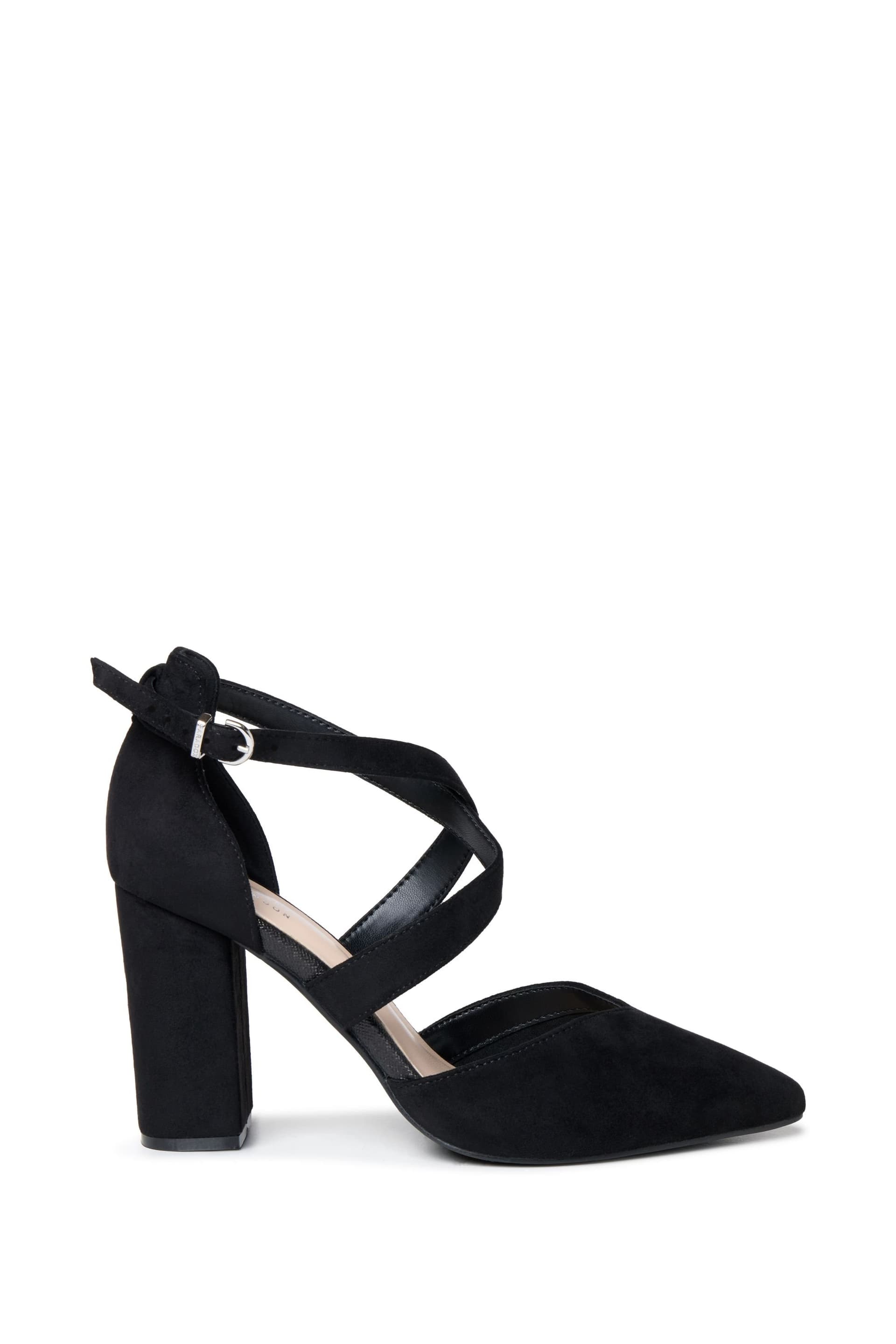 Paradox London Paradox London Women's Gwendolyn' Wide Fit Block Heel Open Court Shoes in Black