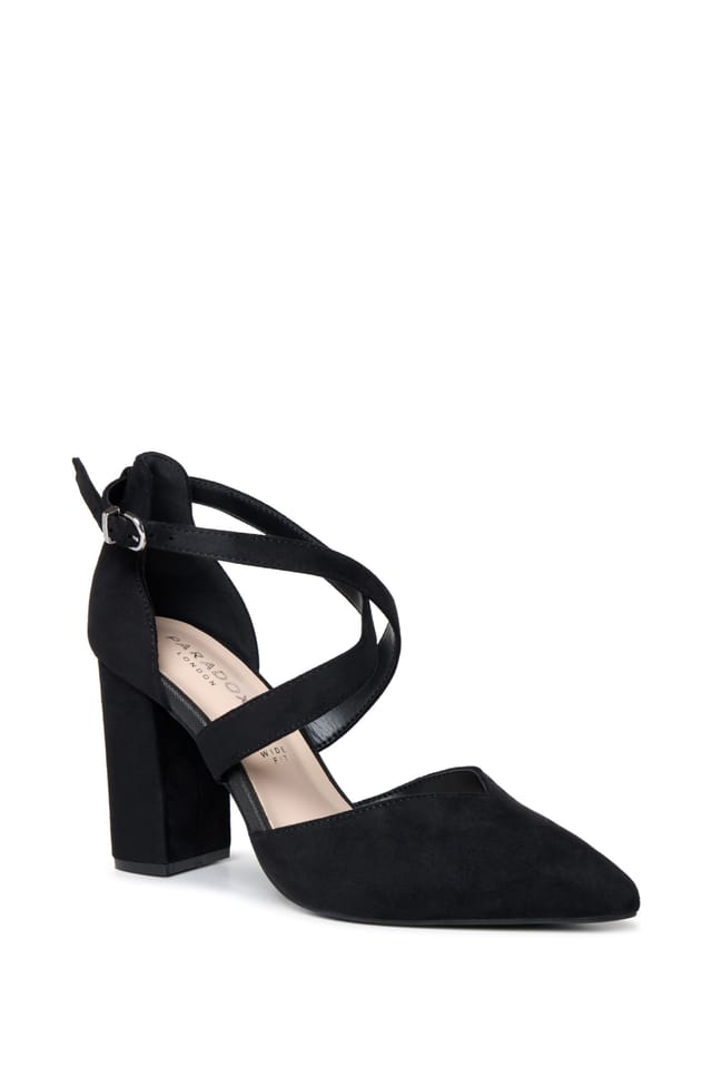 Paradox London Paradox London Women's Gwendolyn' Wide Fit Block Heel Open Court Shoes in Black - 3