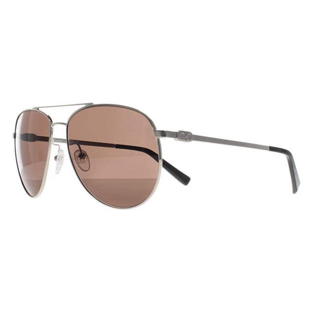 Salvatore Ferragamo Salvatore Ferragamo Men's Aviator Silver Brown Polarized SF157S - 2