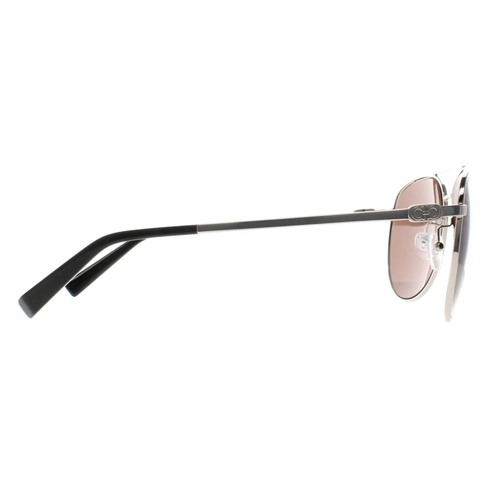 Salvatore Ferragamo Salvatore Ferragamo Men's Aviator Silver Brown Polarized SF157S - 4
