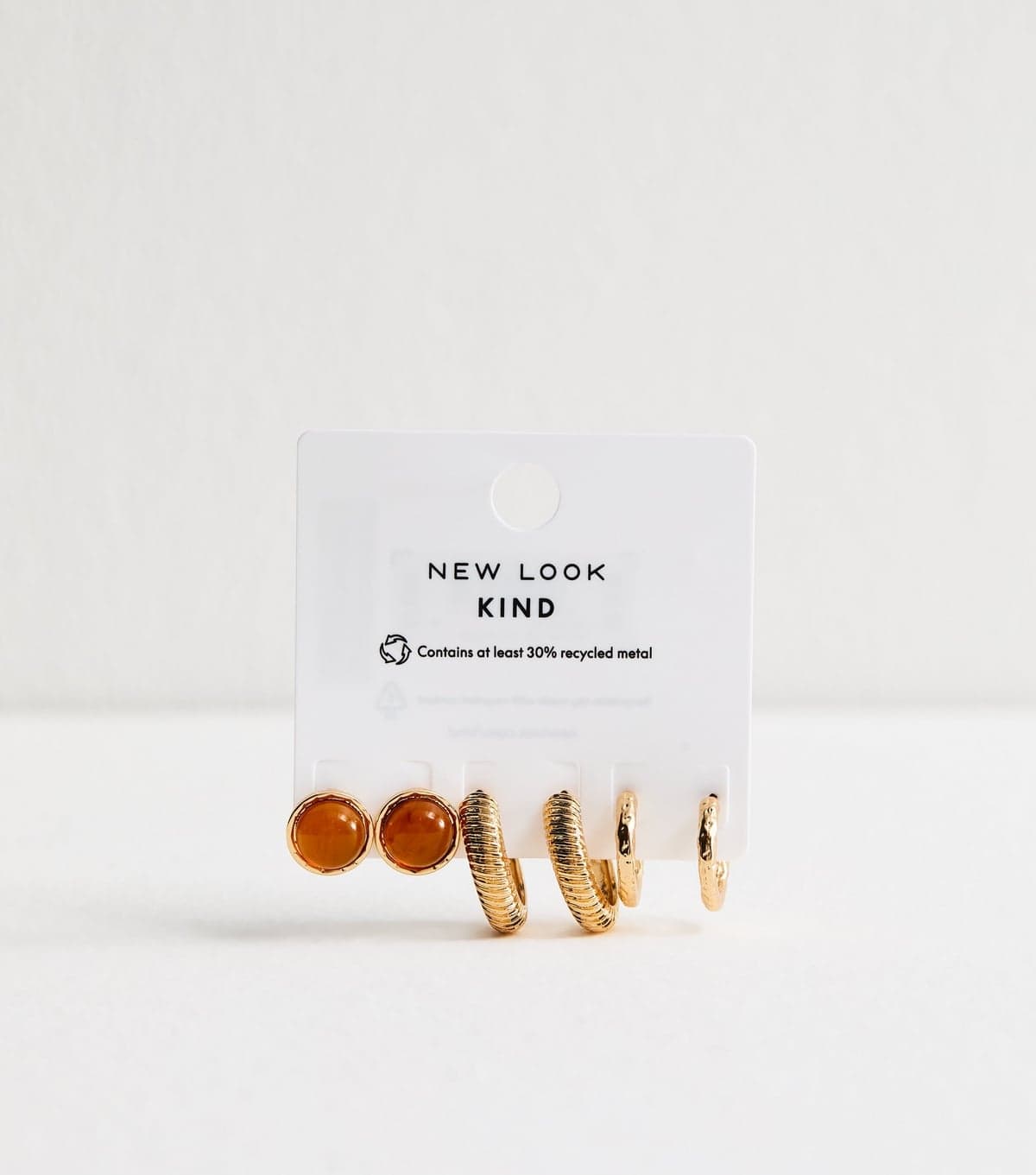 New Look Pack Of 3 Gold Tone Hoop and Domed Stud Earrings New Look