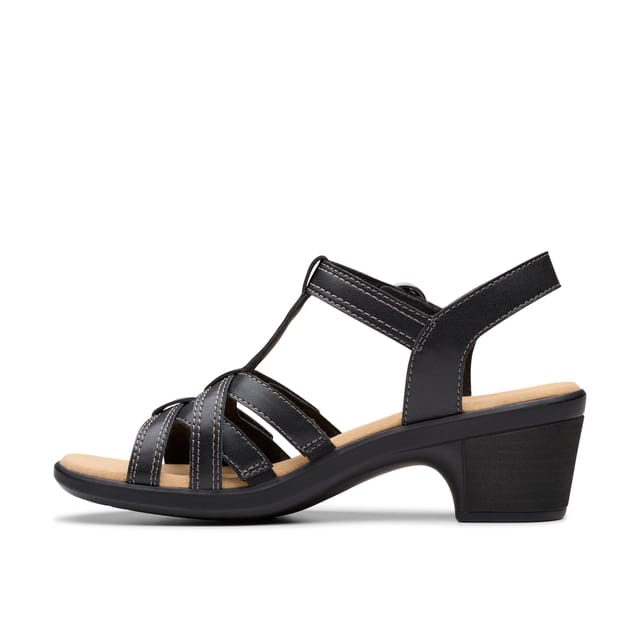Clarks Clarks Women's Emily2 Rose Black Leather Heeled Sandals - 2