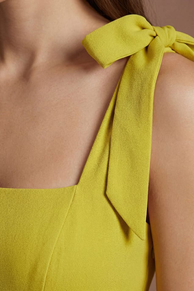 Coast Coast Women's Sleeveless Crepe Midi Dress With Bow Detail Straps in Lime - 2