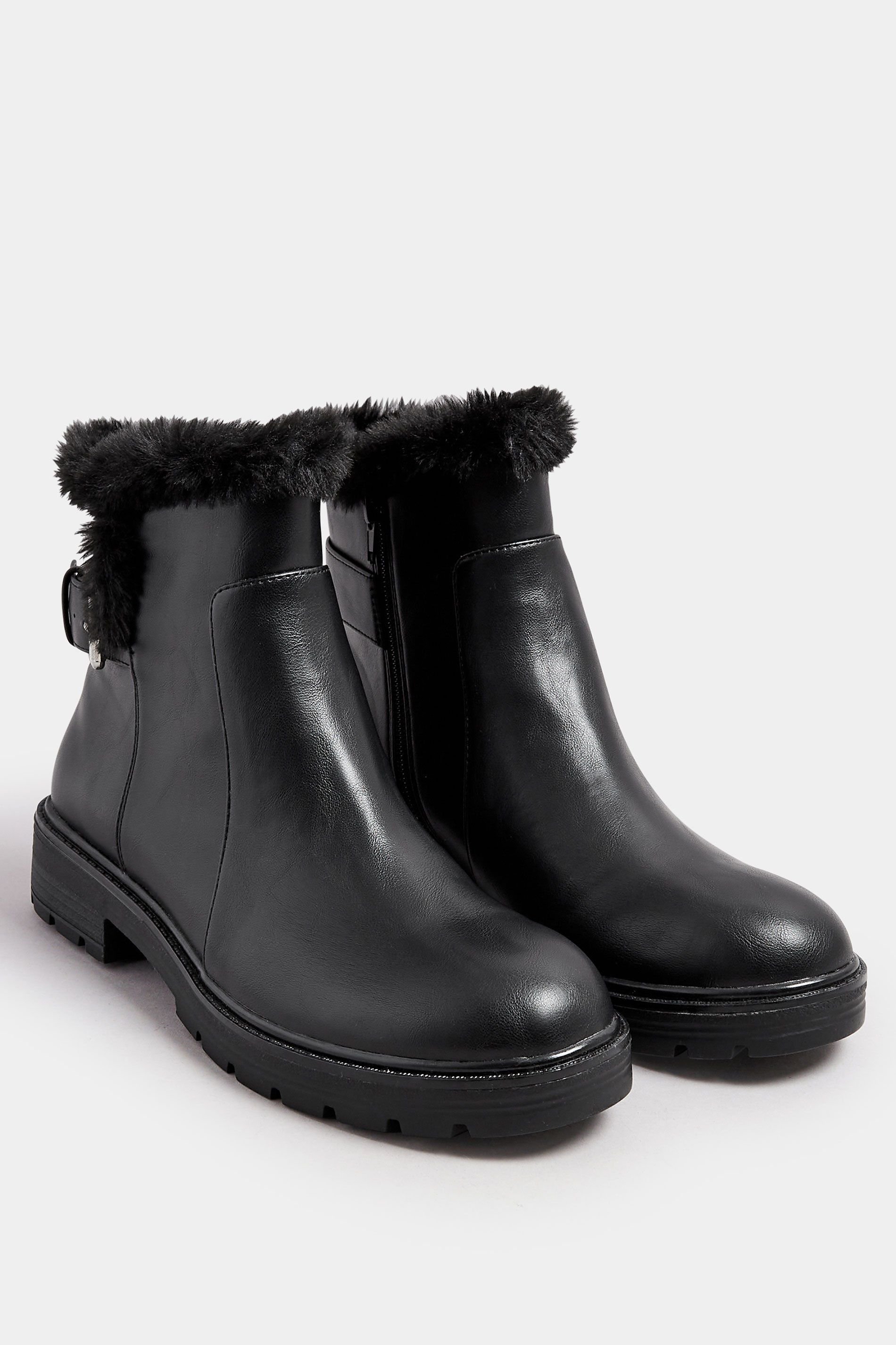 Long Tall Sally Long Tall Sally Women's Faux Fur Lined Biker Boots In Standard Fit in Black - 2