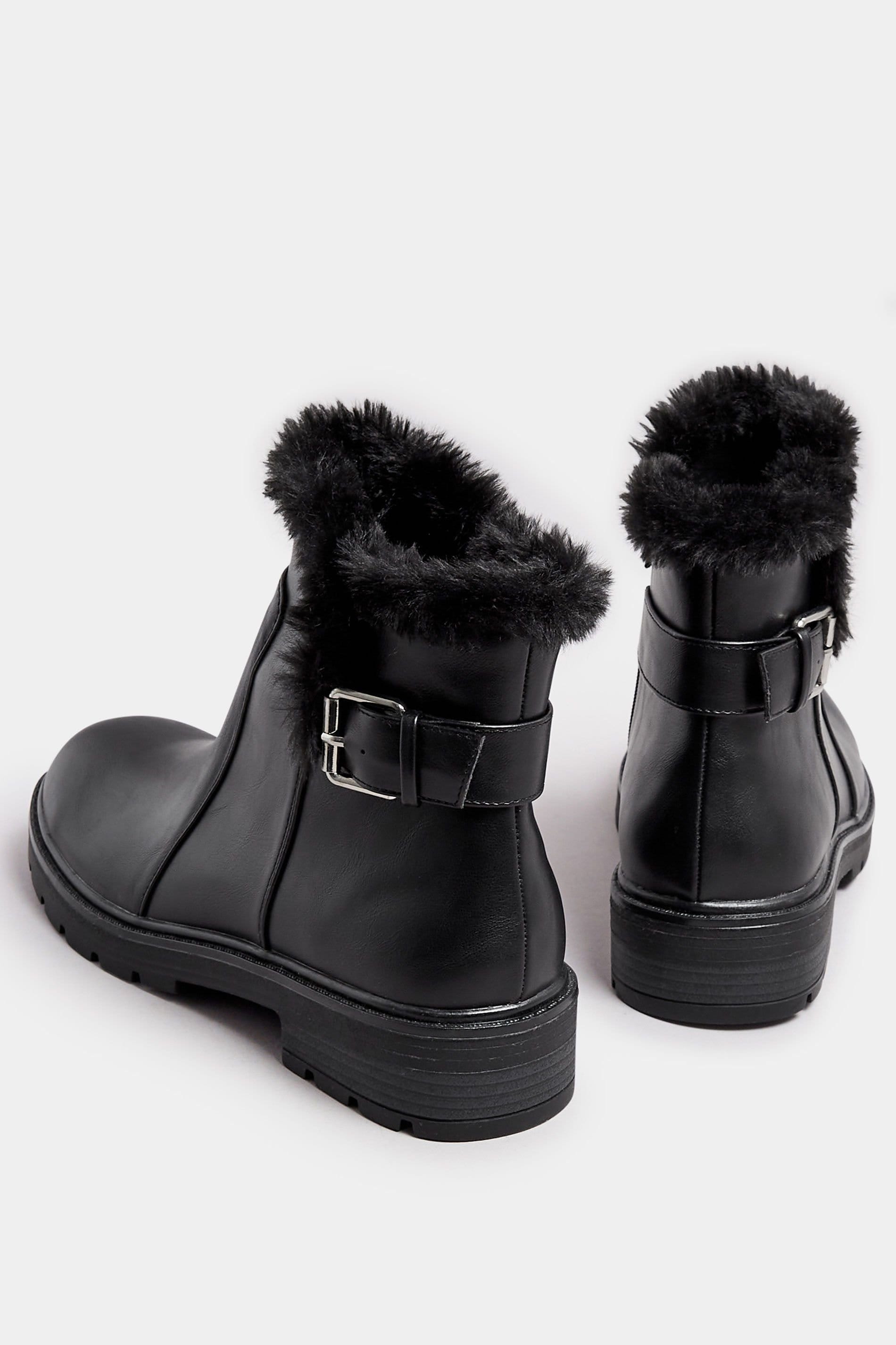 Long Tall Sally Long Tall Sally Women's Faux Fur Lined Biker Boots In Standard Fit in Black - 4