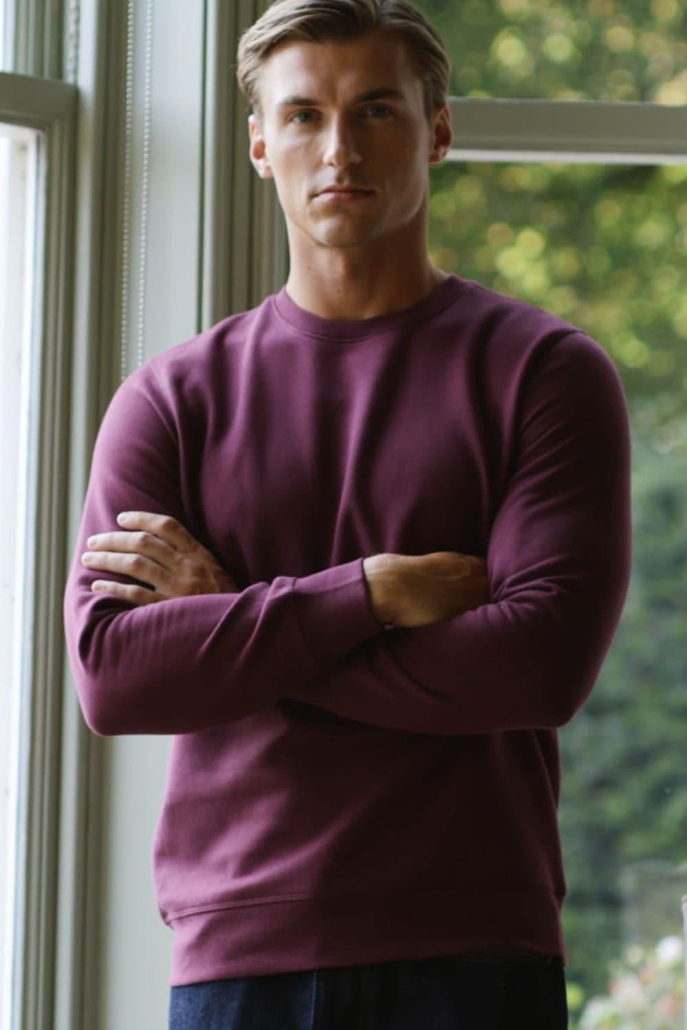 British Boxers British Boxers Men's "Dark Plum" Cotton Laid Back Sweatshirt in Plum