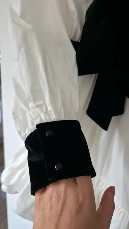 ASOS BNWT Asos Luxe UK 10 White Mini Dress Black Velvet Bow Cotton