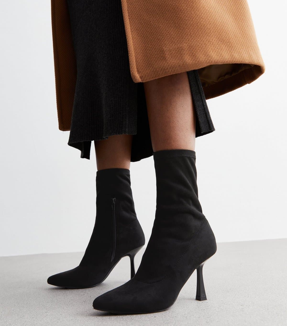 New Look New Look Black Suedette Stiletto Heel Ankle Boots