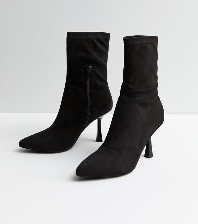 New Look Women's Black Suedette Stiletto Heel Ankle Boots New Look - 3