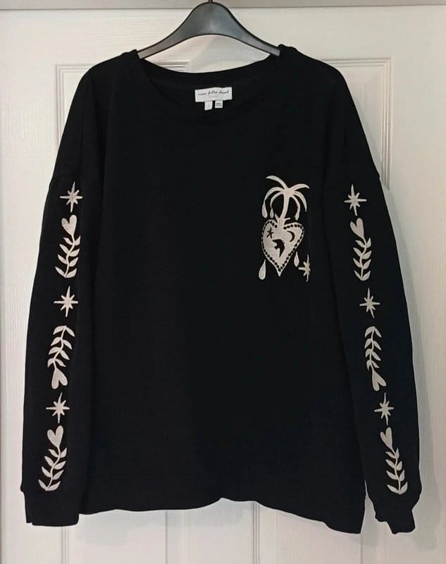 Never Fully Dressed Black Embroidered Sweatshirt - Size L (16/18)