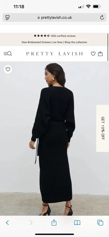 Pretty Lavish Black Knitted Wrap Dress