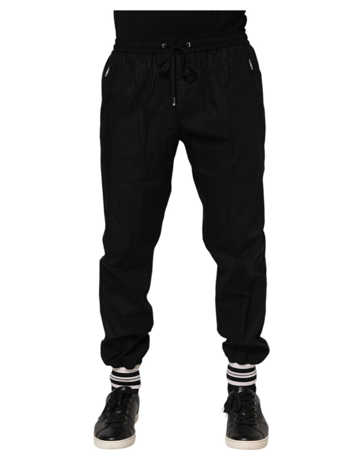 Dolce & Gabbana Dolce & Gabbana Men's Black Cotton Logo Tape Jogger Pants
