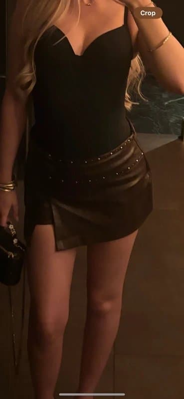 Bershka Bershka brown leather skirt with build in shorts