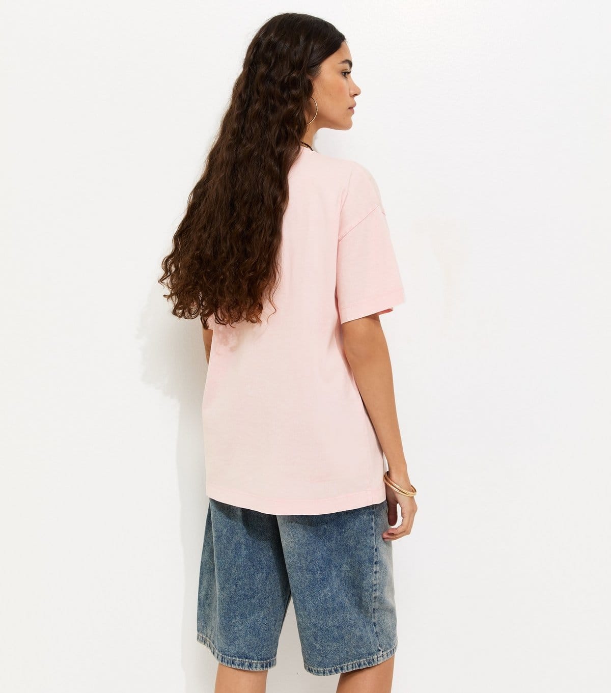 New Look Women's Pink ACDC Print Embellished Oversized T-Shirt New Look - 4