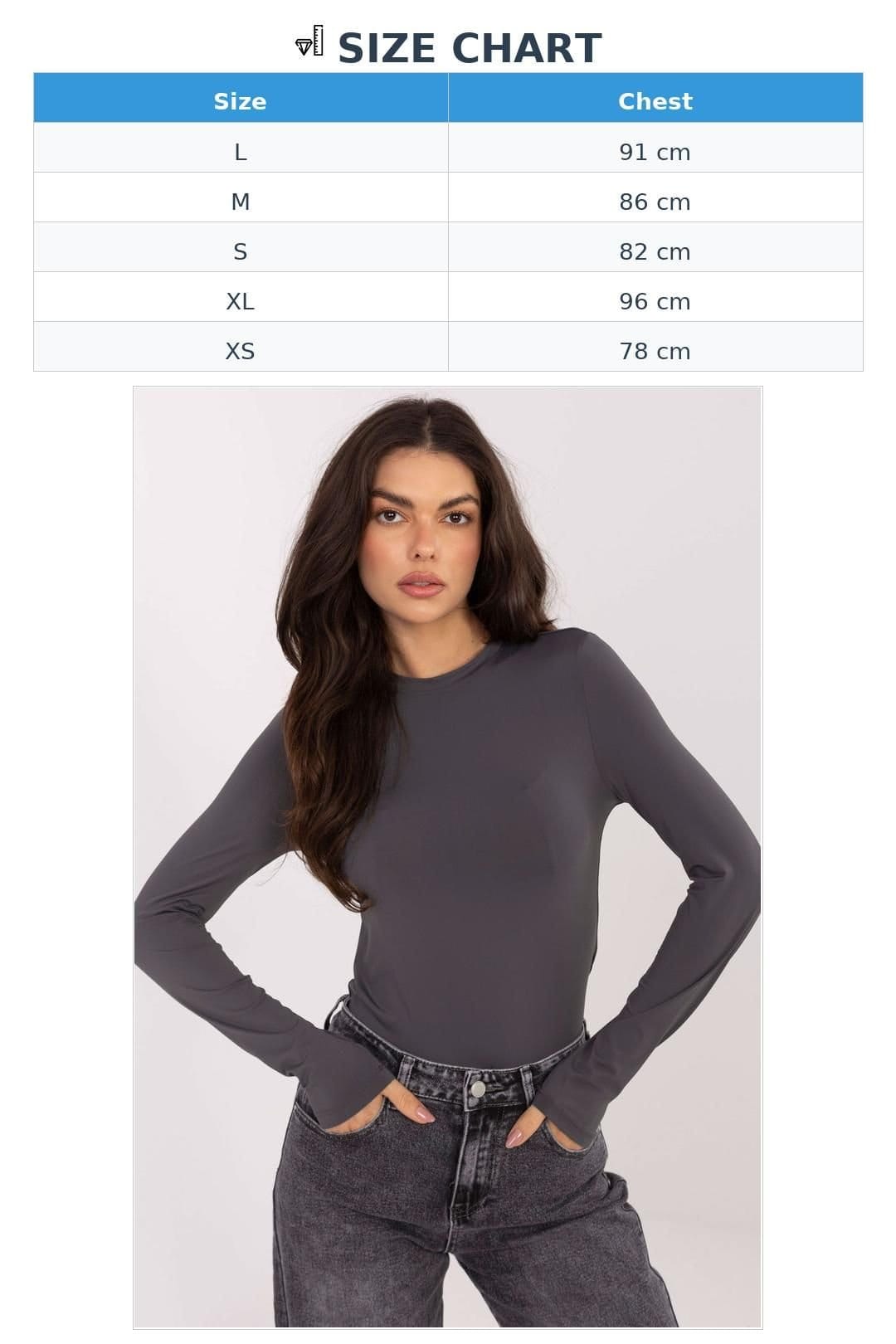 Love Lace Love Lace Women's Fitted Long Sleeve Round Neck Blouse Style 221944 in Grey - 4