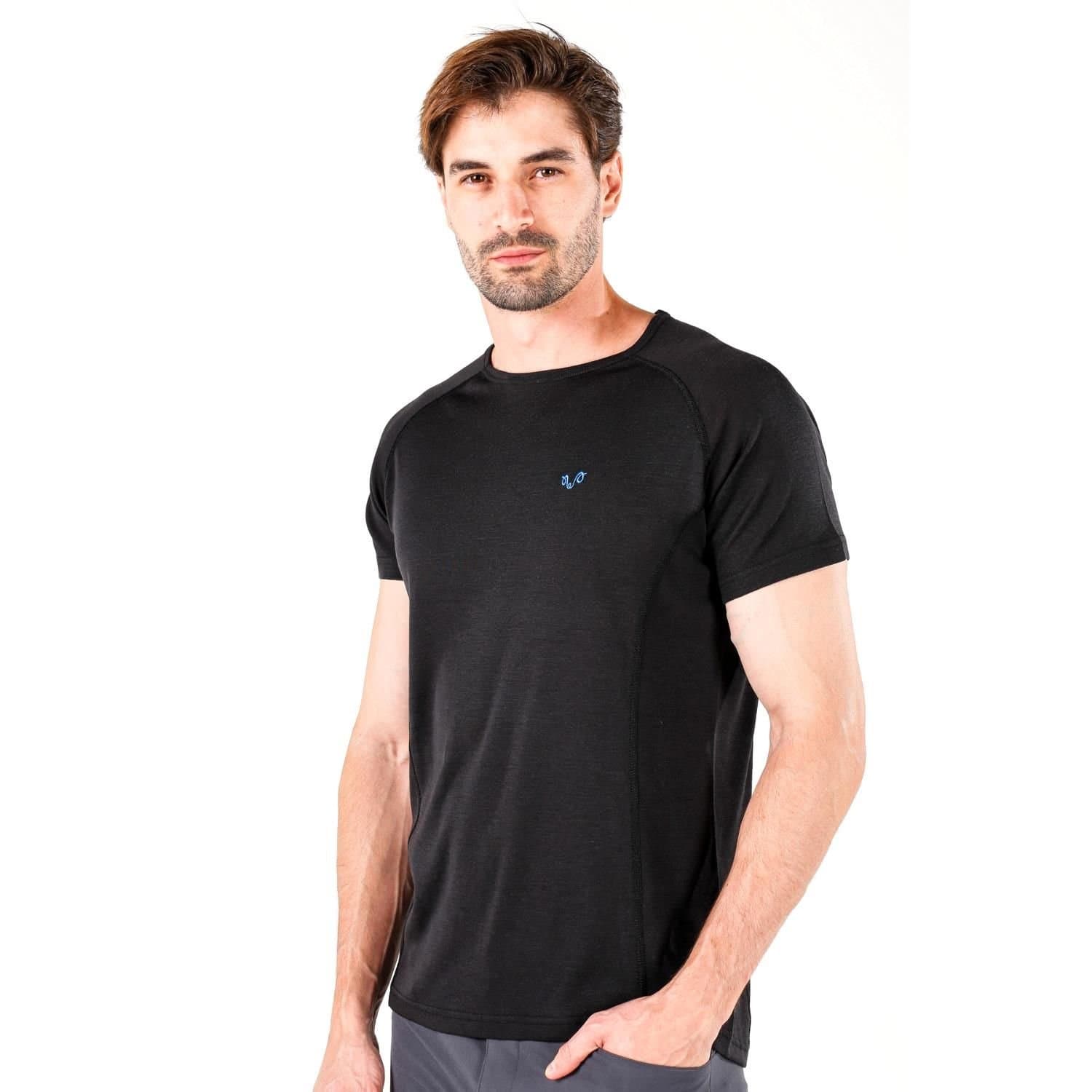 Woolona Woolona Men's Berg' 100% Merino Crew Neck T-Shirt in Black