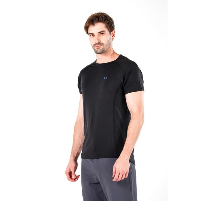 Woolona Woolona Men's Berg' 100% Merino 195gsm Crew Neck Short Sleeve Base Layer Top in Black - 3