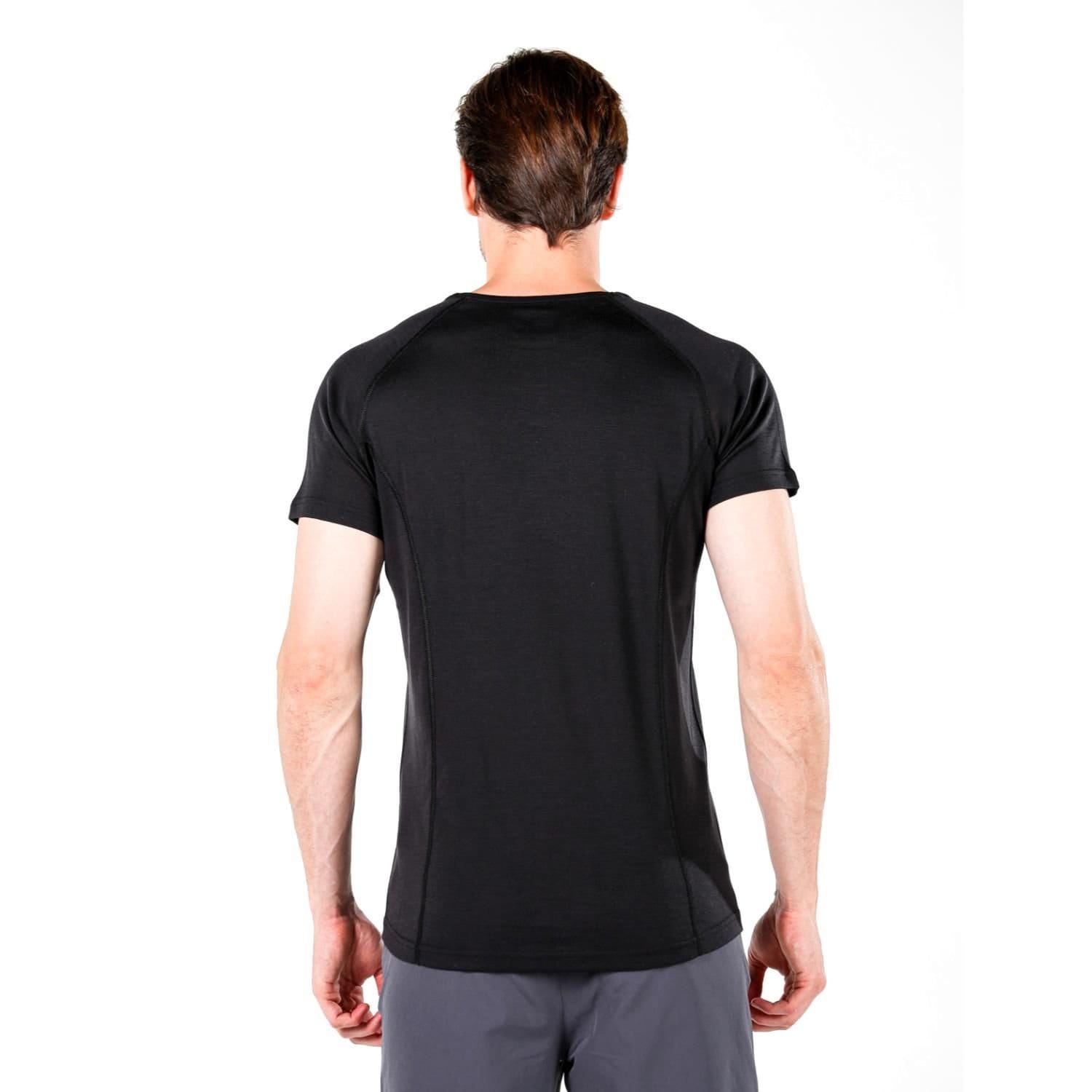 Woolona Woolona Men's Berg' 100% Merino 195gsm Crew Neck Short Sleeve Base Layer Top in Black - 4