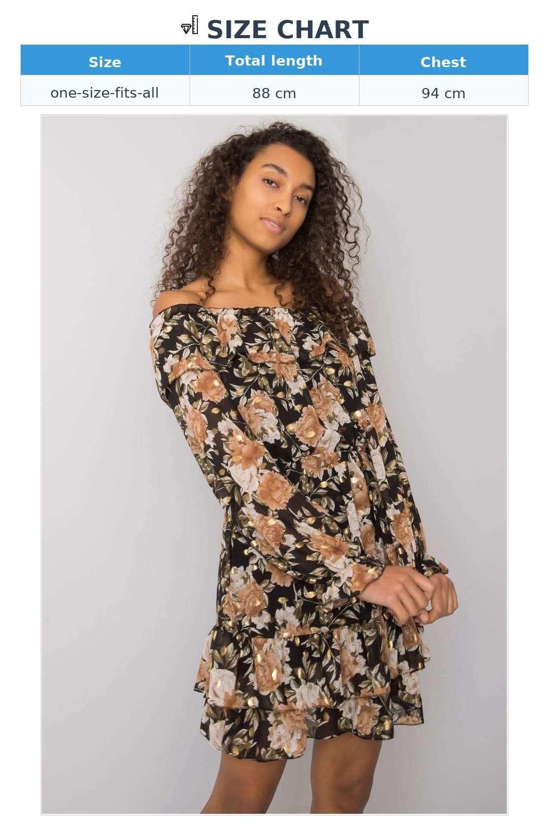 Love Lace Love Lace Women's Long Sleeve Spanish Neck Day Dress with Frill Hem in Black - 4