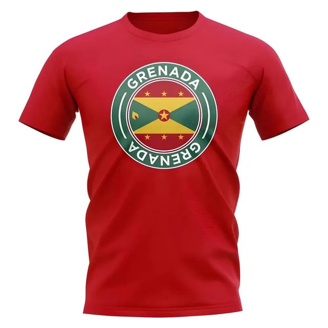Grenada Grenada Men's Personalised Football Badge T-Shirt in Red - 2