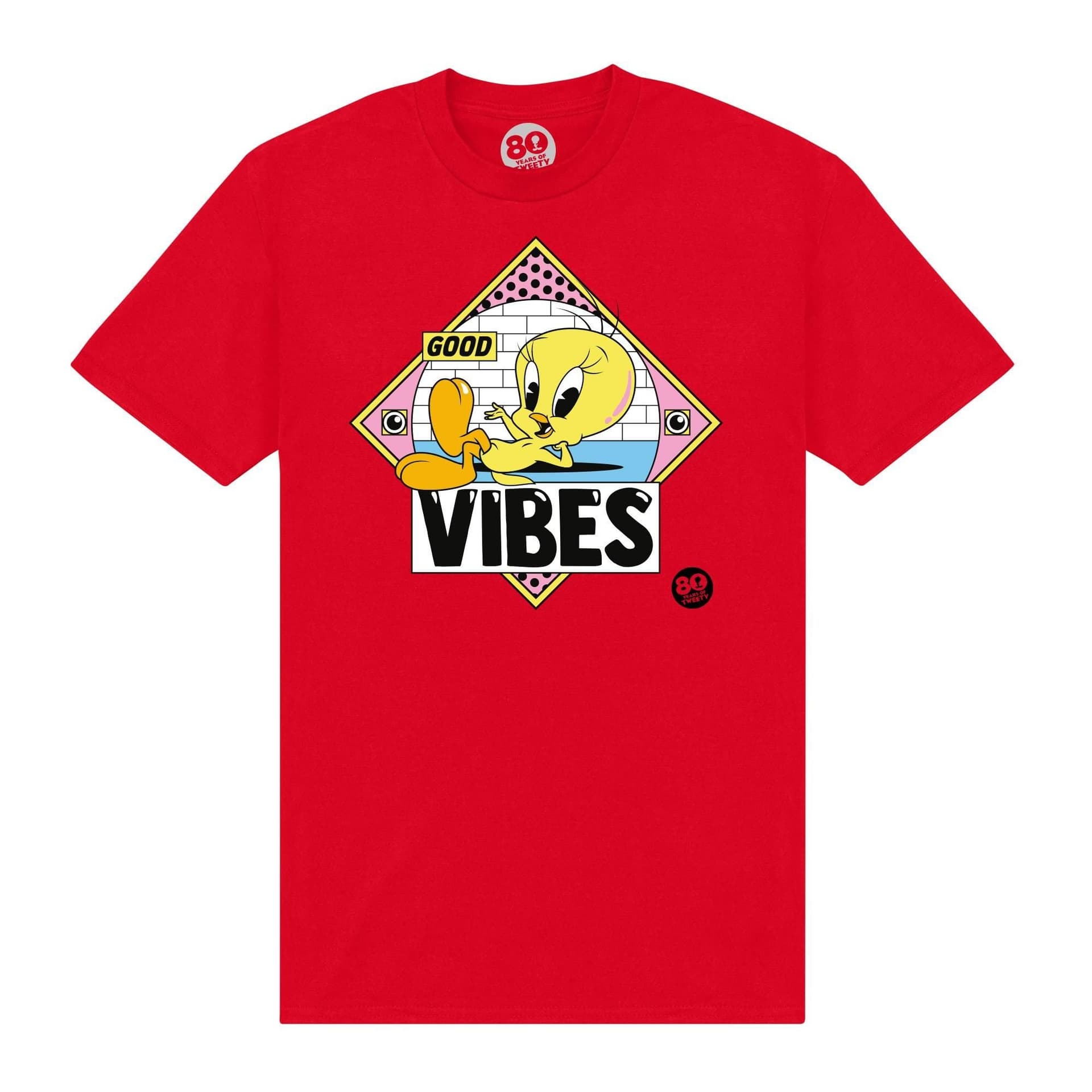 Tweety Tweety Men's 80th Good Vibes T-Shirt in Red