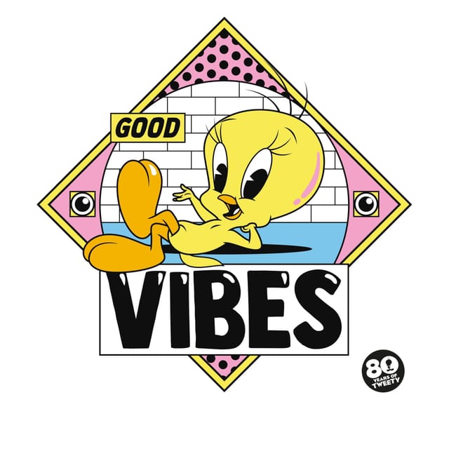 Tweety Tweety Men's 80th Good Vibes T-Shirt in Red - 3