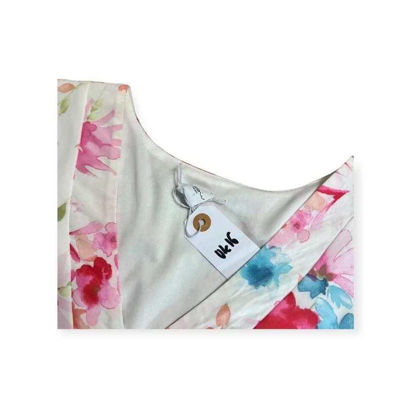 New Look Vintage New Look White floral Cami Vest Top Belt Tie Size UK 18 Lined y2k summer fairy