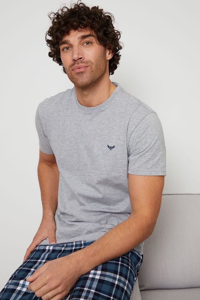 Threadbare Threadbare Men's 'Delano' Cotton Blend Pyjama Set in Light Grey - 3