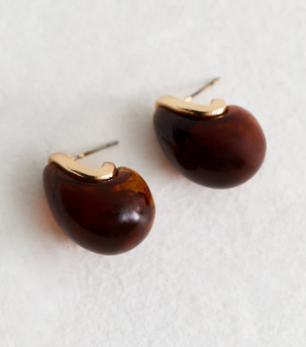 New Look Brown Tortoiseshell Effect Teardrop Earrings New Look