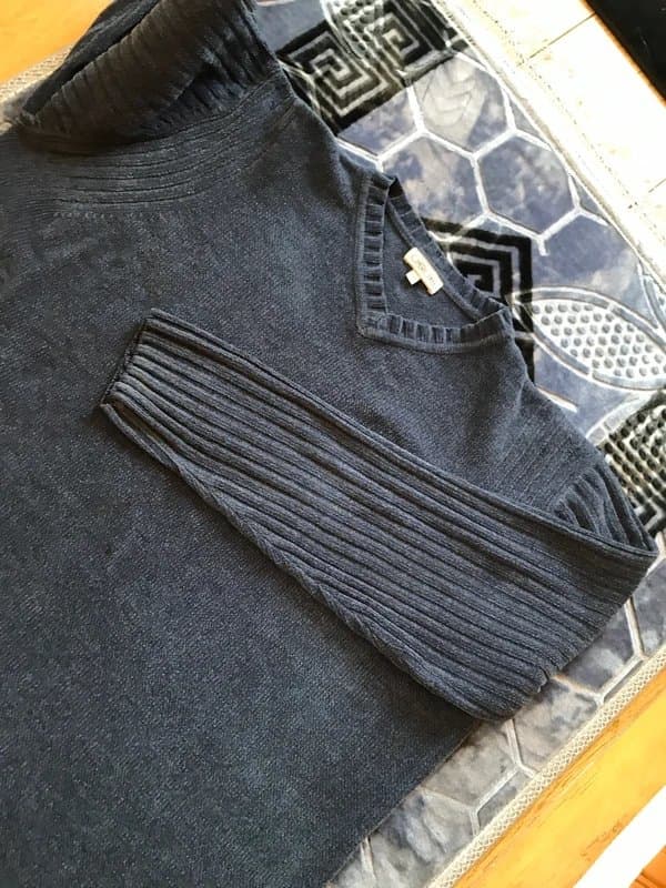 Cherokee Mens size XXL v neck soft velour knit jumper blue