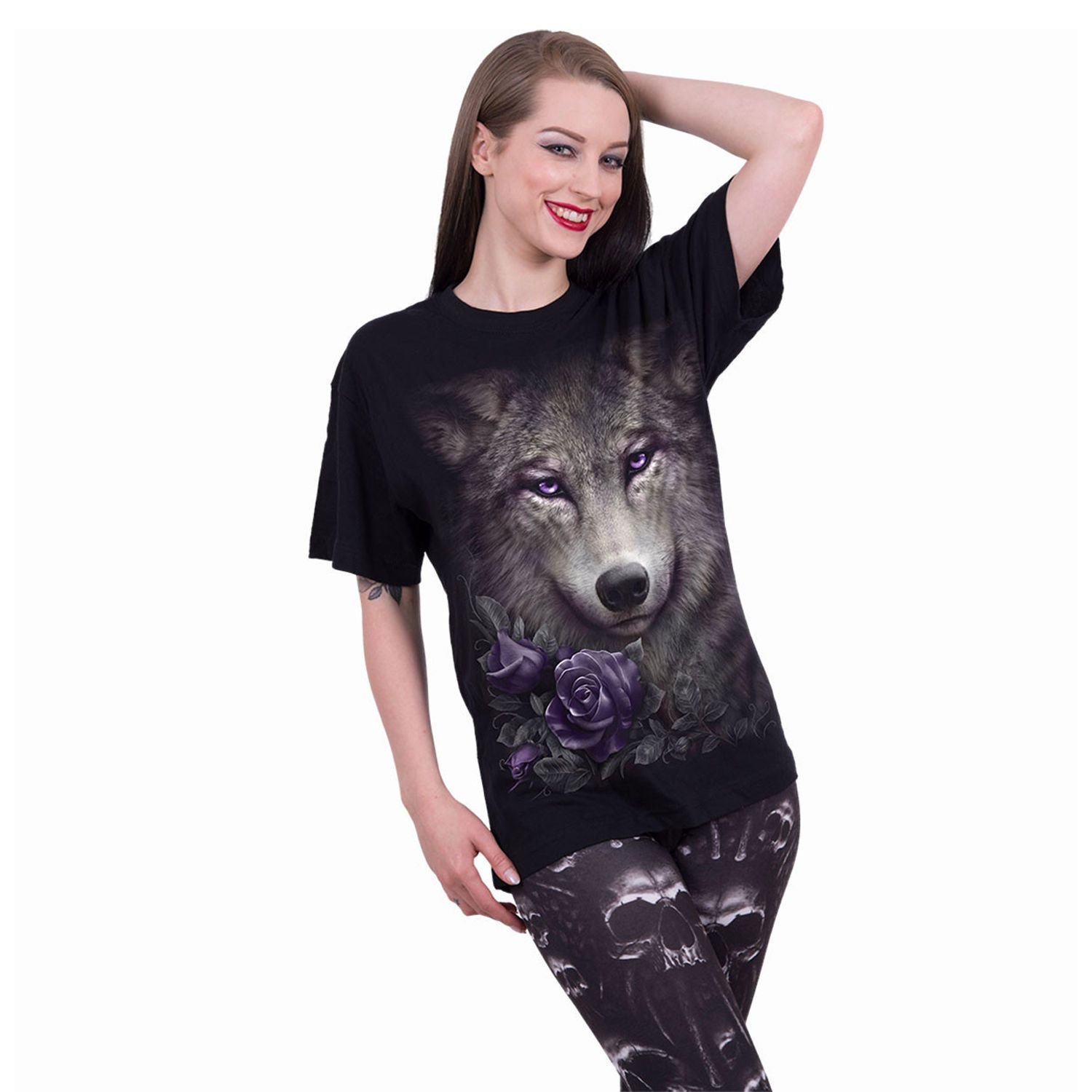 Spiral Direct Spiral Direct Men's Wolf Roses T-Shirt in Black - 2