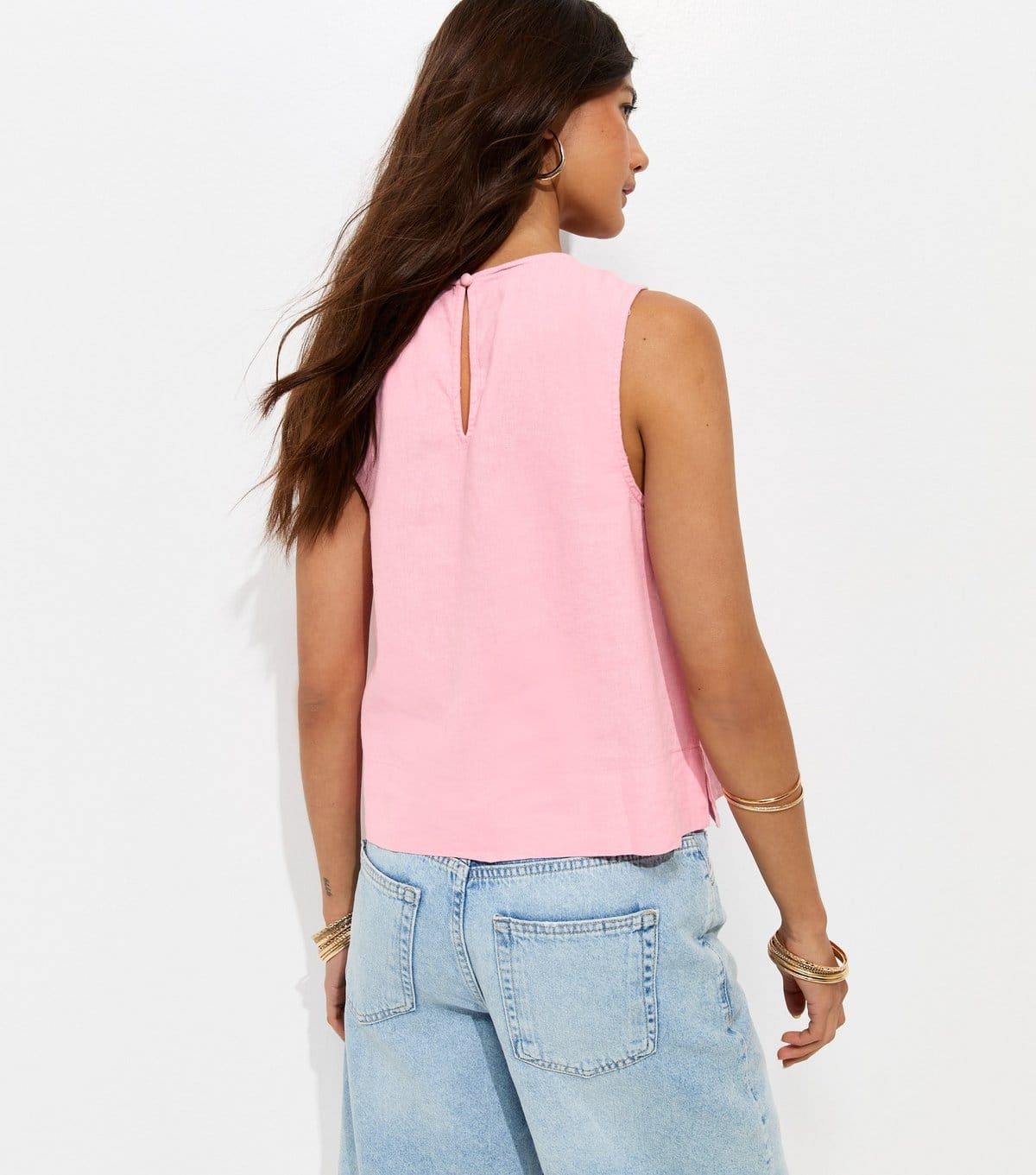 New Look Women's Pink Linen Blend Sleeveless Top New Look - 4