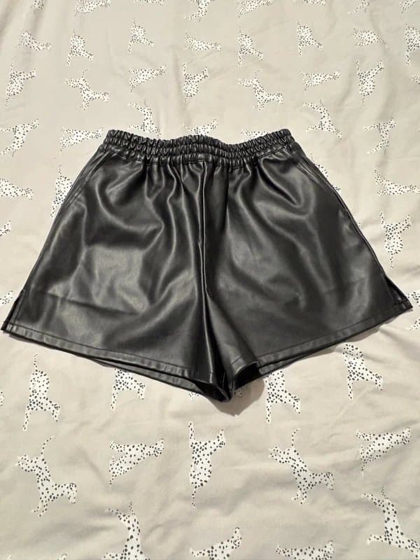 New Look Black Leather Shorts
