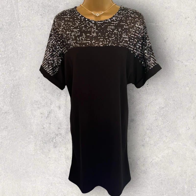Dorothy Perkins Dorothy Perkins Womens Black Glitter Evening Party Shift Dress UK 12