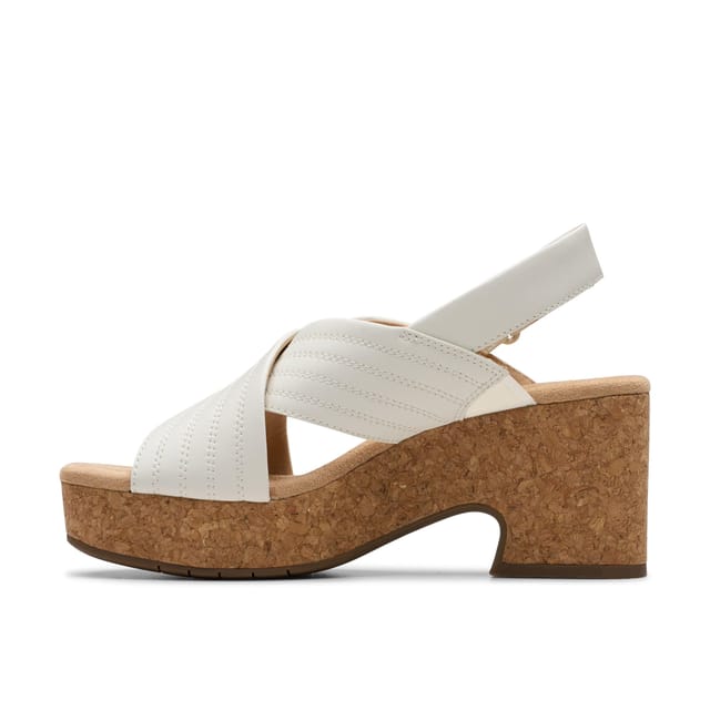 Clarks Clarks Women's Nerisa West White Leather Wedges - 2