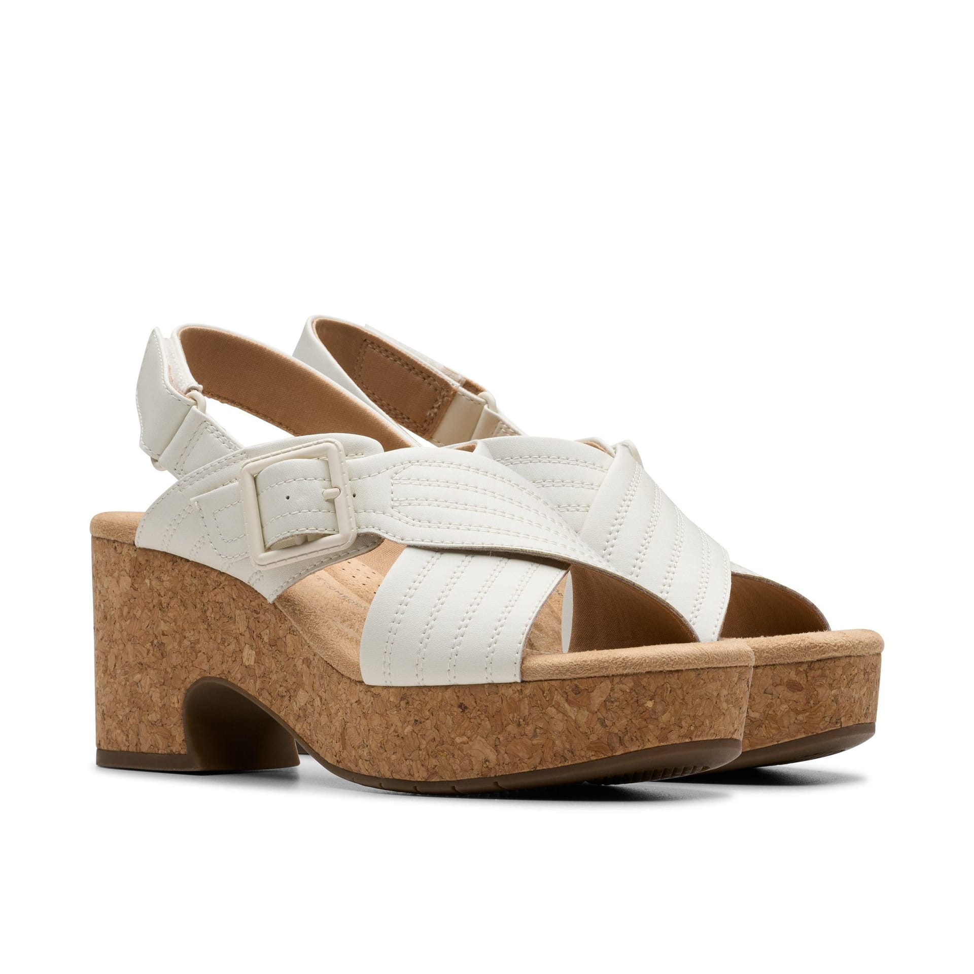 Clarks Clarks Women's Nerisa West White Leather Wedges - 4
