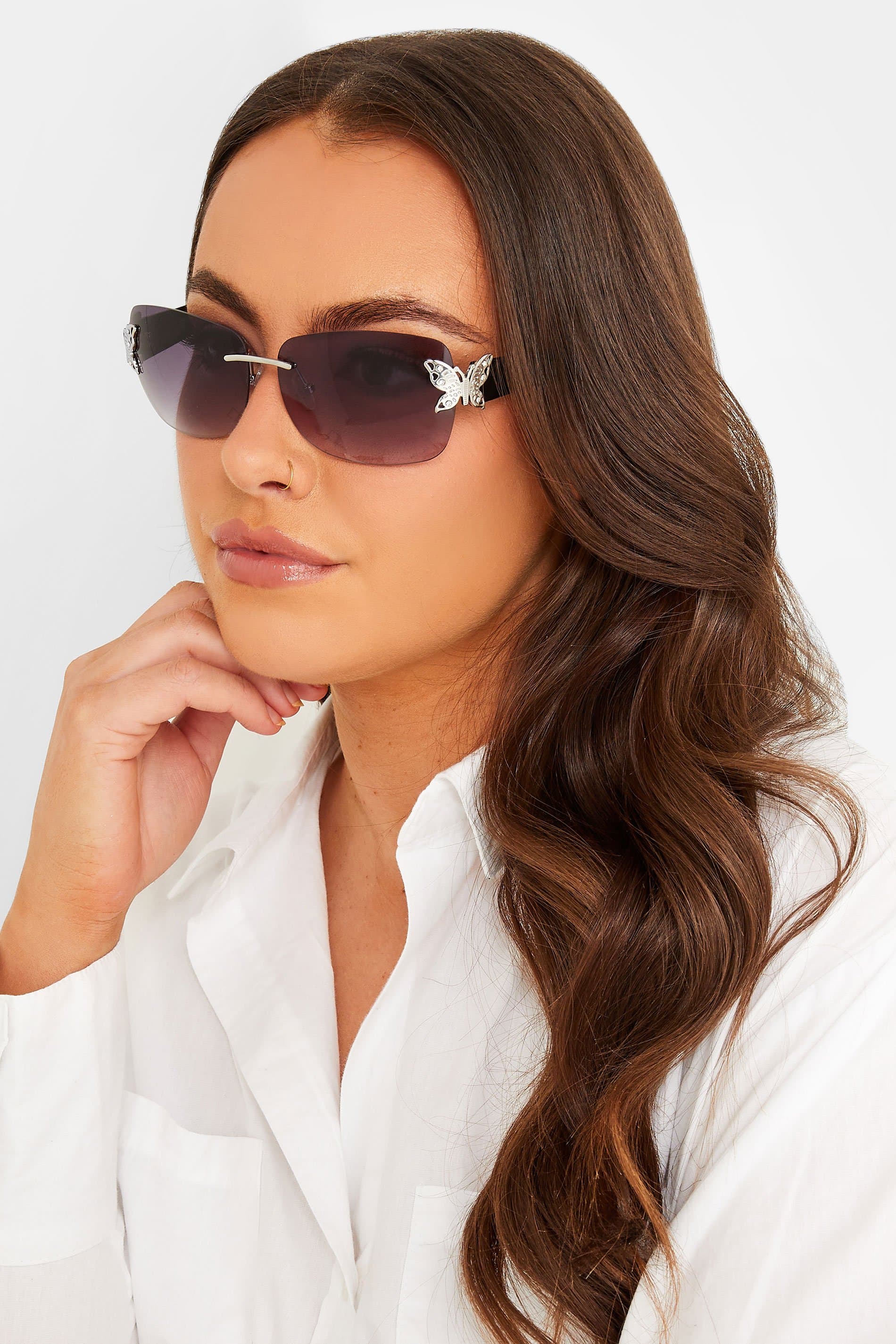 Yours Black Butterfly Frameless Sunglasses