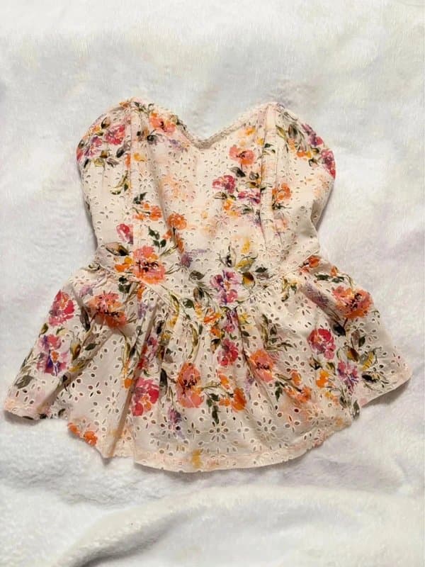 Vintage Dressing embroidered floral boned corset top with sweetheart neckline 8 10