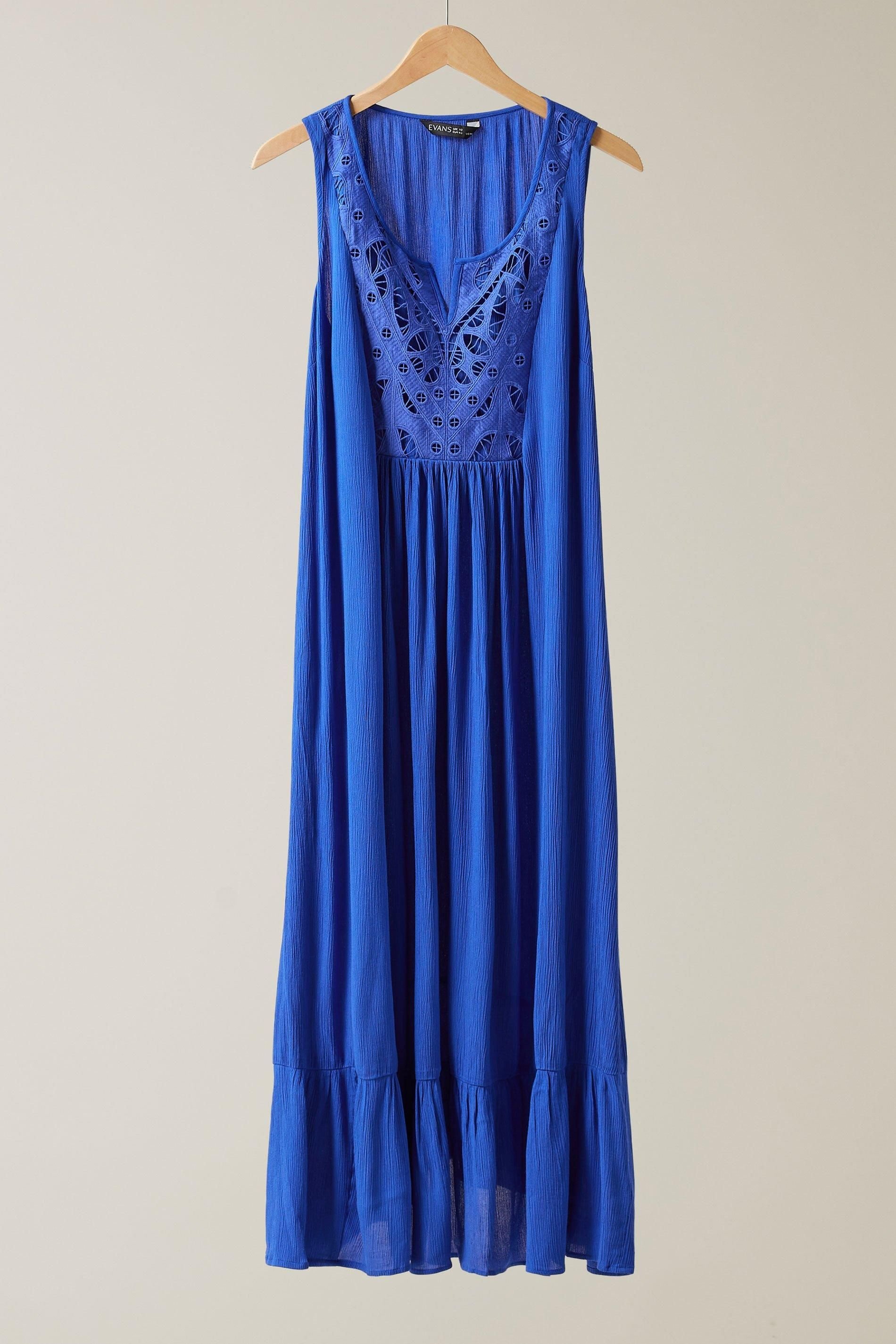 Evans Evans Women's Broderie Maxi Dress in Blue - 2