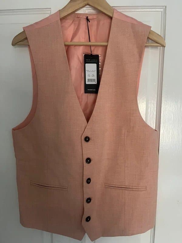 New Look New look pink linen men’s three piece suit