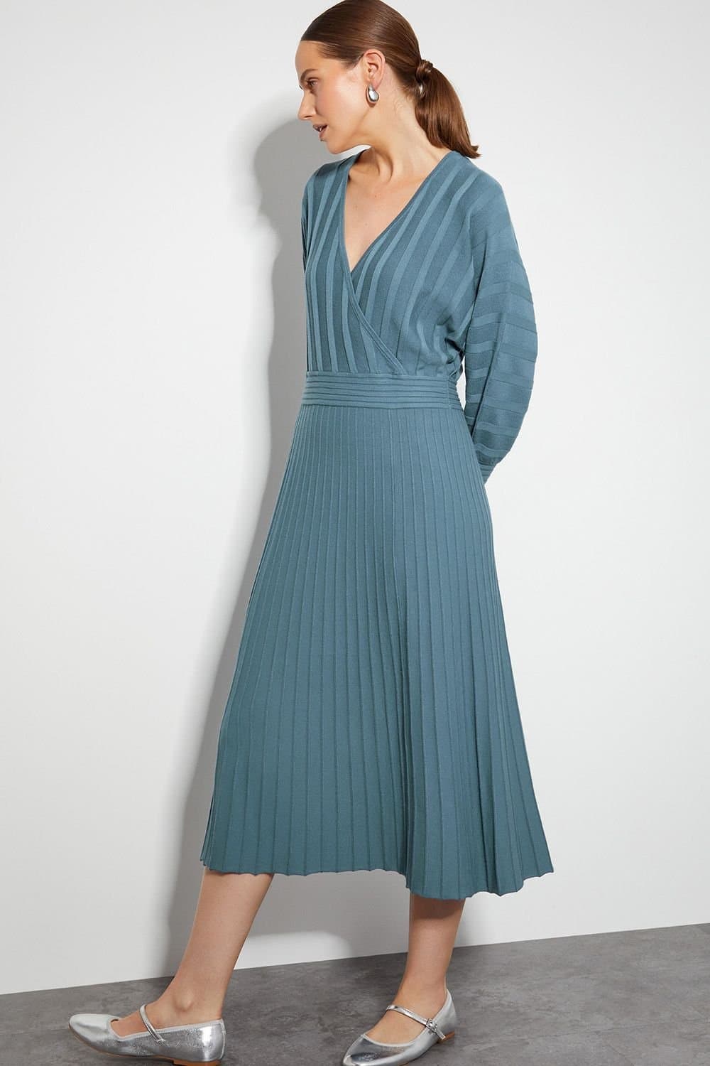 Monsoon Monsoon Women's Wynn Knit Wrap Midi Dress in Blue