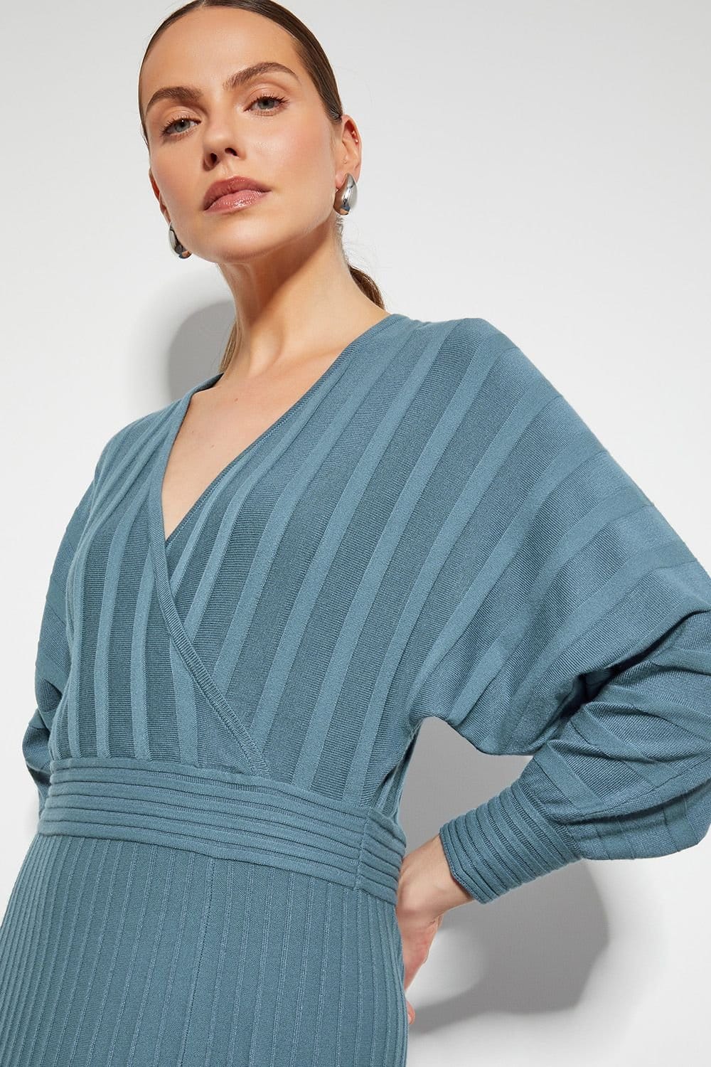Monsoon Monsoon Women's Wynn Knit Wrap Midi Dress in Blue - 4