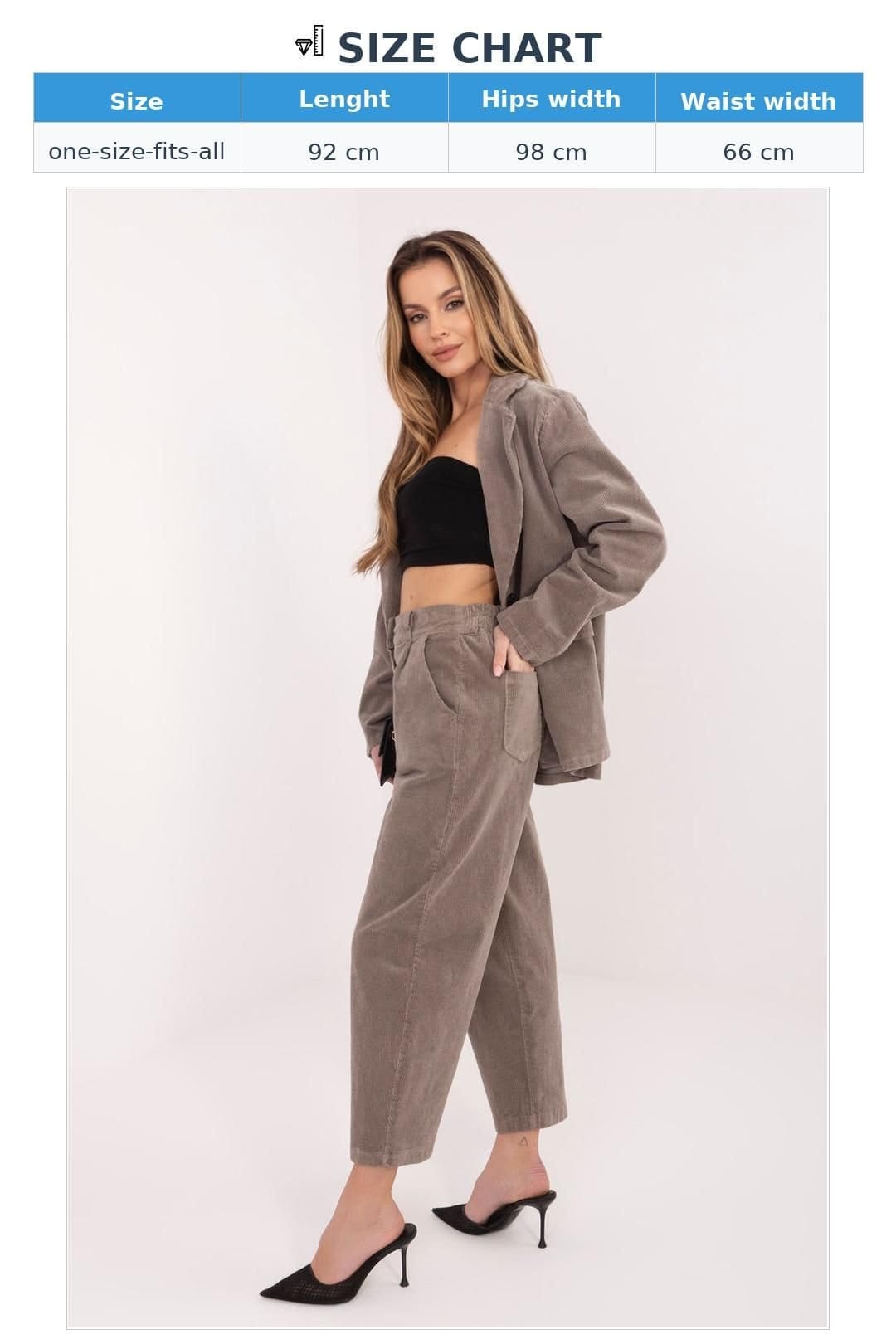 Love Lace Love Lace Women's Stylish High Waist Corduroy Carrot Pants in Beige - 4